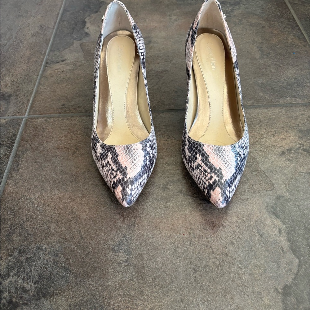 Calvin Klein Snakeskin Patterned Heels - Black and White